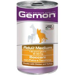 Вологий корм Gemon Dog Wet Medium Adult шматочки з індичкою та куркою, 1,25 кг (70387927)