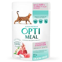 Вологий корм для котів з чутливим травленням Optimeal, з ягнятком та філе індички, 85 г (B2711602)
