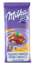 Шоколад молочный Milka с целым миндалем, 90 г (609675)
