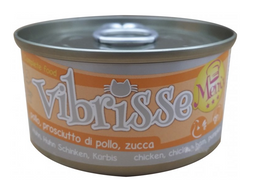 Вологий корм для котів Vibrisse Menu, Курка з шинкою та гарбузовим соусом, 70 г (C1018075)