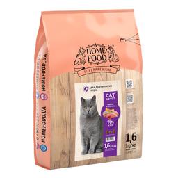 Сухой корм для котов британских пород Home Food Adult, с индейкой и телятиной, 1.6 кг
