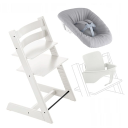Набор Stokke Tripp Trapp White: стульчик, спинка с ограничителем Baby Set и кресло для новорожденных Newborn (k.100107.00)