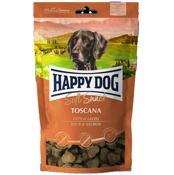 Ласощі для собак середніх та великих порід Happy Dog SoftSnack Toscana, м'які закуски з качкою та лососем, 100 г (60687)