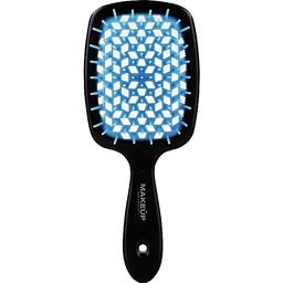 Щітка для волосся Janeke Small Superbrush, 17,5x7x3 см, чорна з синім