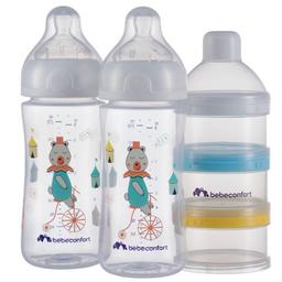 Набір для годування Bebe Confort: пляшки Emotion PP Bottle, 270 мл, 2 шт. + диспенсер Urban Garden, білий (3102202040)