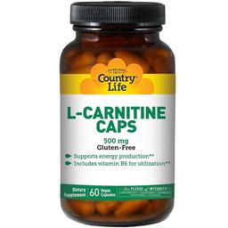 Жироспалювач L-карнітин Country Life 500 мг 60 капсул