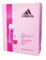 Набор для женщин Adidas 2020 Дезодорант-антиперспирант 6 в 1, 50 мл + Гель для душа Skin Detox, 250 мл