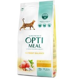 Сухой корм для взрослых кошек Optimeal, курица, 10 кг (B1831201)