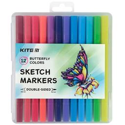 Набір скетч маркерів Kite Butterfly двосторонніх 12 шт. (K22-044-2)