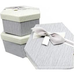 Набір подарункових коробок UFO Grey, шестикутна, D430005, 3 шт. (D430005 Набор 3 шт GREY шестиуг.)
