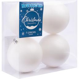Набор новогодних шаров Novogod'ko матовый 10 см белый 4 шт. (974534)