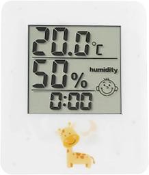 Цифровой гигрометр-термометр Стеклоприбор Т-17 с часами Жираф, белый (403318-3)