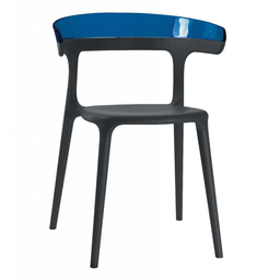 Кресло Papatya Luna черное сиденье, верх прозрачно-синий (279789)