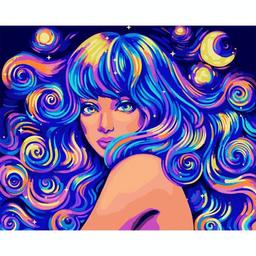 Картина за номерами Santi Космічна дівчина, неонові фарби, 40х50 см (954518)