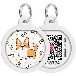 Адресник для собак і котів Waudog Smart ID з QR паспортом, Коргі, S, діаметр 25 мм