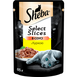 Вологий корм для котів Sheba, з куркою в соусі, 85 г