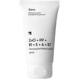 Маска для обличчя Sane ZnO + PP + B1 + E + A + B7, очищувальна та відбілююча, 75 мл