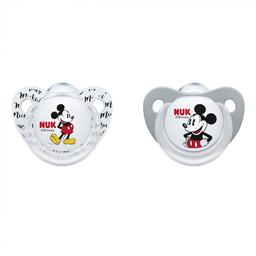Силіконова пустушка Nuk Trendline Disney Mickey, ортодонтична, 6-18 міс., 2 шт., сірий з білим (10176213)