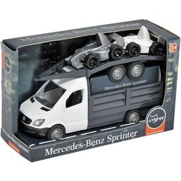 Автомобіль Tigres Mercedes-Benz Sprinter бортовий з лафетом масштаб 1:24 білий з сірим (39669)