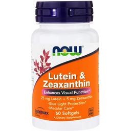 Лютеин и зеаксантин Now Foods Lutein & Zeaxanthin 60 гелевых капсул