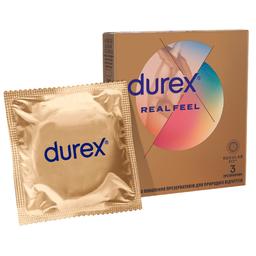 Презервативы из синтетического латекса с силиконовой смазкой Durex Real Feel, натуральные ощущения, 3 шт. (5052197026689)