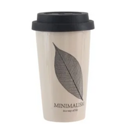 Чашка Limited Edition Minimalism, із силіконовою кришкою, 400 мл, бежевий (HTK-028)
