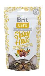 Беззернові ласощі для котів, для блискучоі шерсті та здорової шкіри Brit Care Shiny Hair, з лососем, 50 г