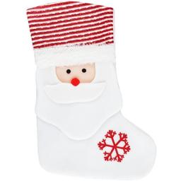 Прикраса новорічна Offtop Шкарпетка Санта біла (855068)
