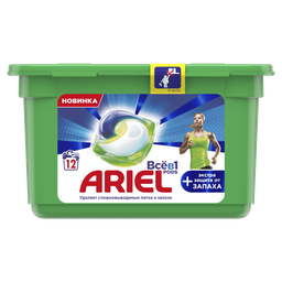 Капсулы для стирки Ariel Pods Все-в-1 + Экстра защита от запаха, 12 шт (81743889)