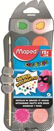 Акварельные краски Maped Color Peps, с кисточкой, 12 цветов (MP.811520)