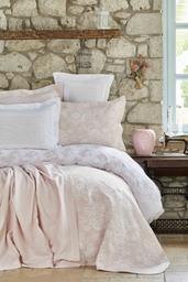 Набор постельное белье с покрывалом и пледом Karaca Home Story New pudra, евро, светло-розовый, 8 предметов (2000022180528)