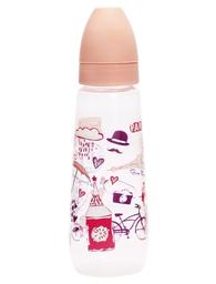 Пляшечка для годування Lindo, з силіконовою соскою, 250 мл, рожевий (Pk 054 роз)