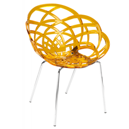 Крісло Papatya Flora-ML, прозоро-жовте сидіння, ніжки хром (286336)