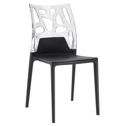 Стілець Papatya Ego-Rock, чорне сидіння, верх прозоро-чистий (388610)