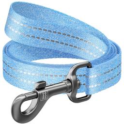 Поводок для собак Waudog Re-cotton, светоотражающий, 300х2 см, голубой