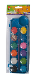 Акварельні фарби ZiBi, з пензликом, 12 кольорів, синій (ZB.6559-02)