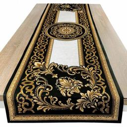 Доріжка на стіл Прованс Baroque, 140х40 см, чорний з золотим (25440)