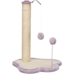 Дряпка Trixie для кошенят Junior Стовпчик Лапа, з іграшками, сизаль/плюш, 40х38х50 см, світло-бузковий/натуральний (42931)