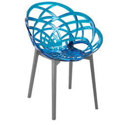 Кресло Papatya Flora, прозрачно-синее сиденье, низ антрацит (285872)