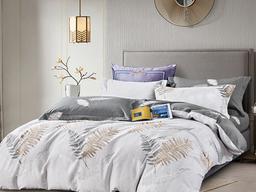 Комплект постельного белья Ecotton, твил-сатин, двуспальный, 210х175 см, белый с серым (23355)