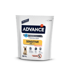 Сухий корм для дорослих собак маленьких порід з чутливим травленням Advance Dog Mini Sensitive, з лососем і рисом, 800 г