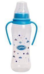 Пляшечка для годування Lindo, вигнута з ручками, 250 мл, блакитний (Li 147 гол)