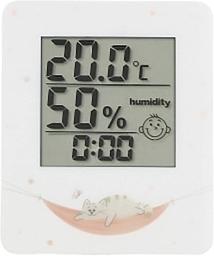 Цифровой гигрометр-термометр Стеклоприбор Т-17 с часами Котик, белый (403318)