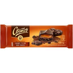 Шоколад черный и молочный Світоч с кусочками темного печенья с какао, начинкой с какао и карамельной начинкой 240 г