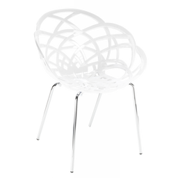 Кресло Papatya Flora-ML, белое сиденье, ножки хром (286435)