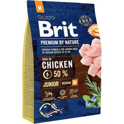 Сухой корм для щенков средних пород Brit Premium Dog Junior М, с курицей, 3 кг