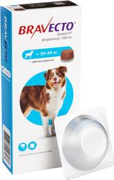 Жевательная таблетка Bravecto от блох и клещей для собак с весом от 20 до 40 кг, 1 шт.