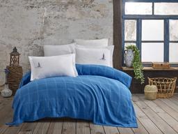 Комплект постельного белья Hobby Rainbow Pike Aqua, поплин + 3D вишивка и пике, 250х230 см, синий (8698499159419)