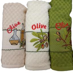 Набір вафельних рушників Ceylin's Olive, з вишивкою, 60х40 см, 3 шт., різнокольоровий (08-73924)