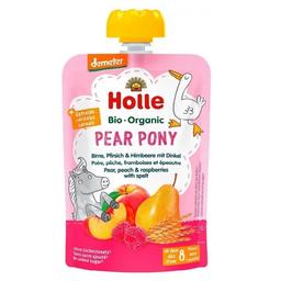 Пюре Holle Pear Pony, с грушей, персиком, малиной и спельтой, 100 г